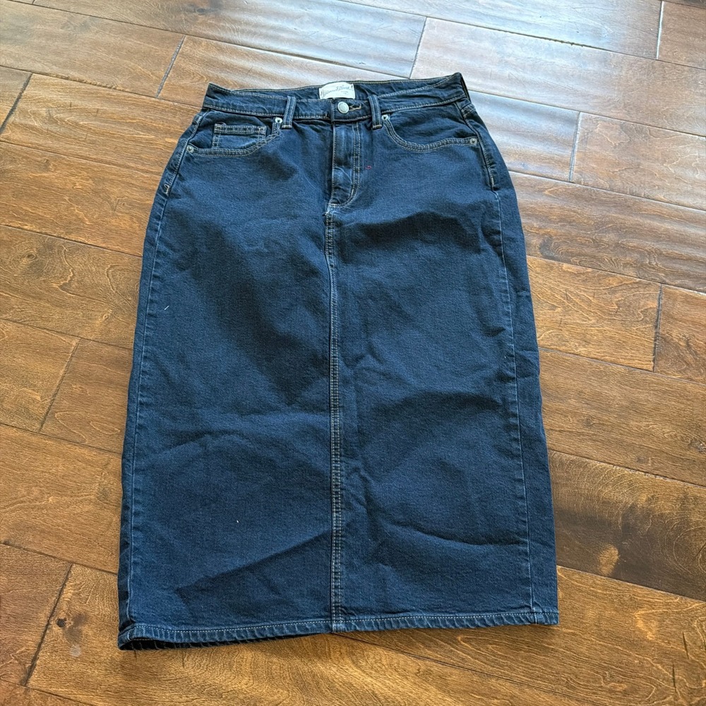 Universal Thread High Rise Slit Back Denim Pencil Skirt Blue Womens Size 6